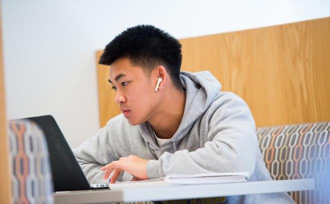 Student using a laptop